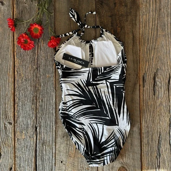 La Blanca Black and White Women's Halter One-Piece Swimsuit Size 8 - Picture 11 of 11